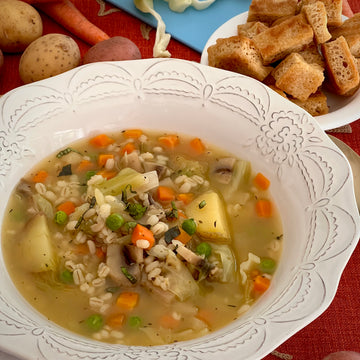Farmhouse  Vegetable Soup with Herb Croutons