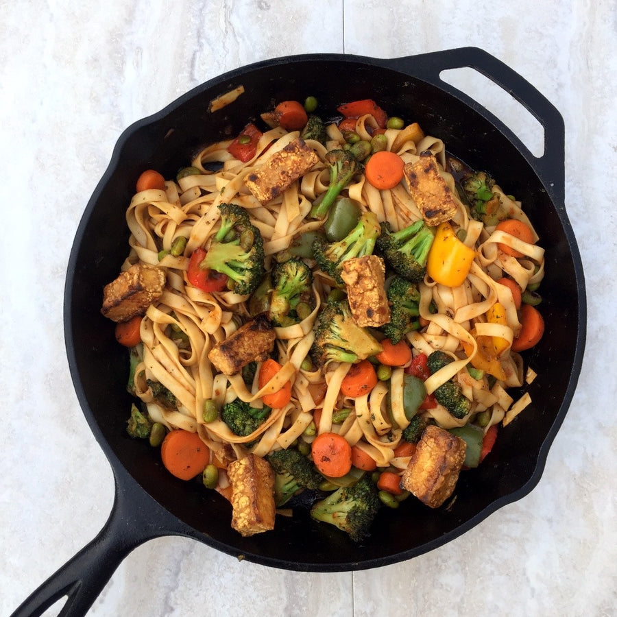 Vegetable Pad Thai:Iconic dish from Thailand. Perfect balance of sweet, sour, and spice. Stir-fried healthy vegetables, tofu, and crunchy peanuts tossed with Asian rice noodles and an amazing, fragrant Pad Thai sauce. A Chip and Kale classic.