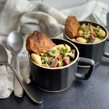 Vegetable Hamburger Helper Fast, super easy, vegetable loaded one pot pasta  meal. Tender seashell pasta, meaty mushrooms, nutty chickpeas, green beans, peppers, and peas simmered in rich vegetable broth is a tasty, quick weeknight dinner.