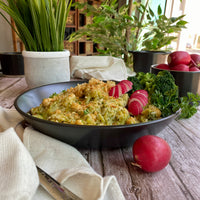 Broccoli Cheese Rice:Simple, cozy, delicious, classic dish is full of pure warming flavors. Nutty, chewy rice, healthy broccoli, tossed with protein loaded chickpeas smothered in a creamy, cheesy sauce, topped with golden, buttery, crunchy breadcrumbs is the ultimate bowl of comfort food.