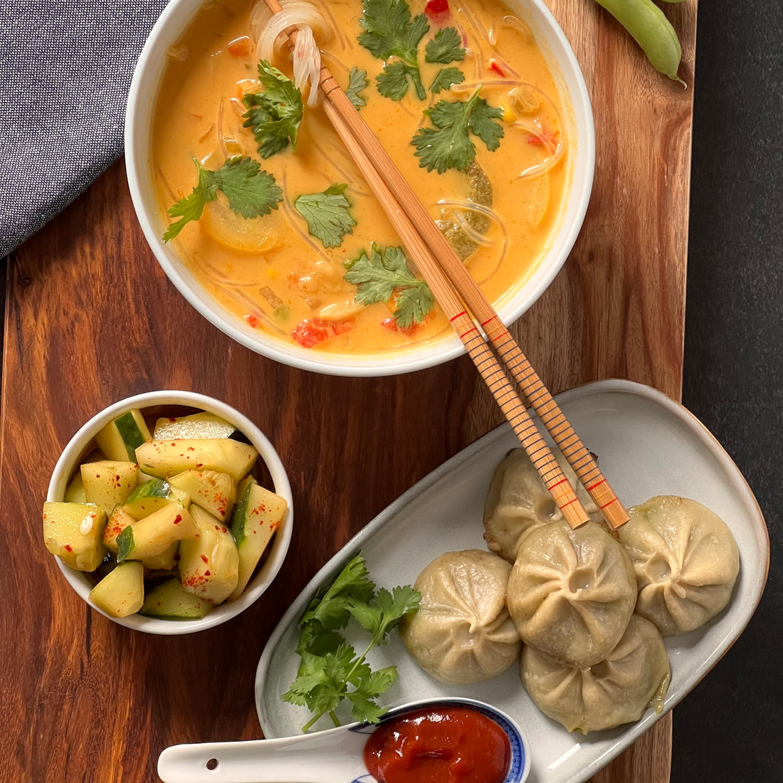 Thai Green Curry Soup with Dumplings